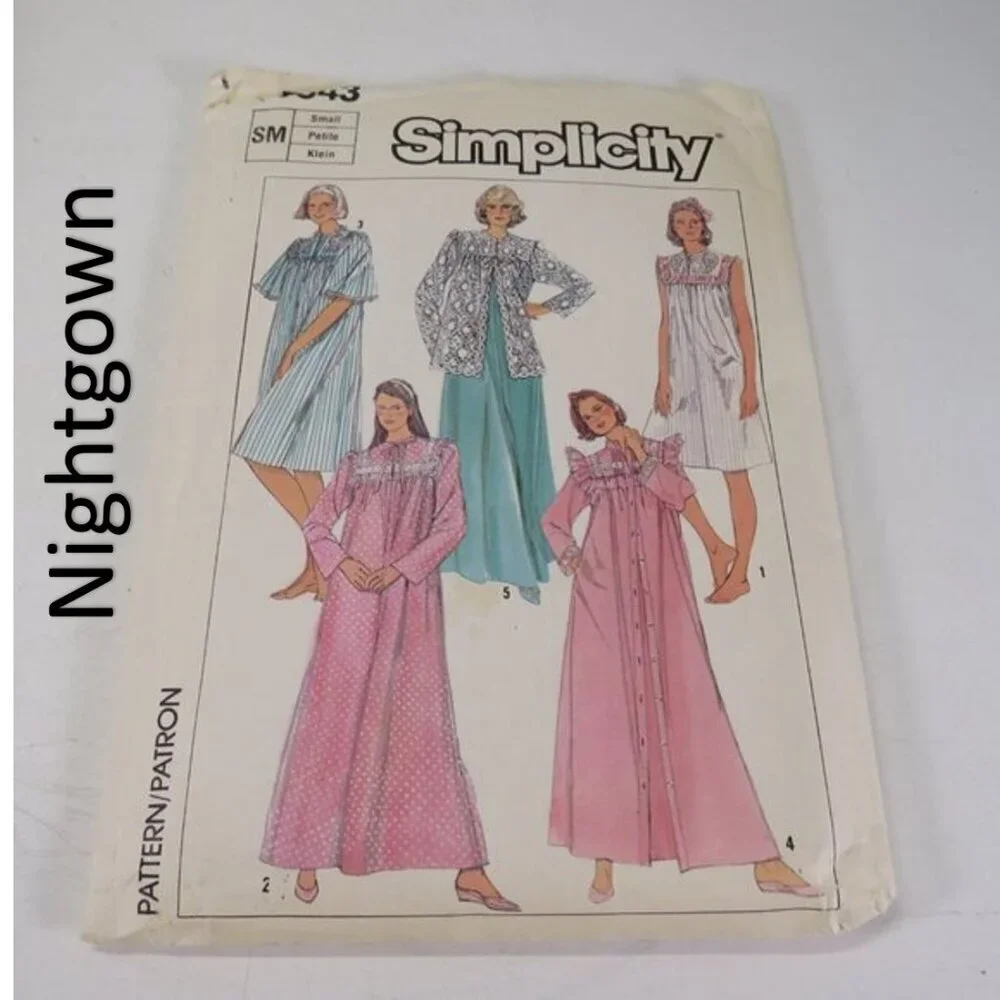 Simplicity 7643 clothing pattern Sm 10-12 Nightgown, Robe, Bed Jacket